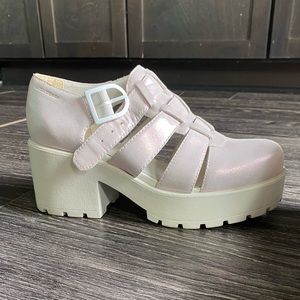 Pink shiny platform party shoes